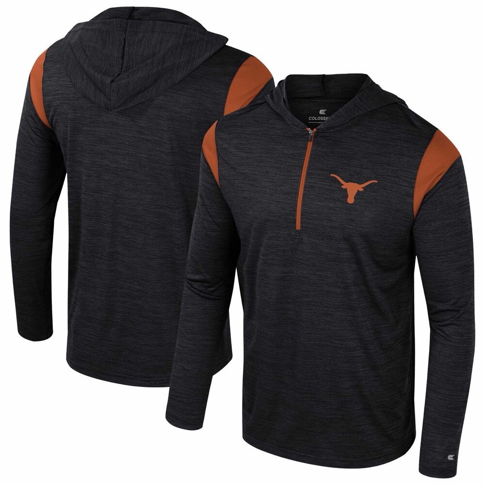 Men's Colosseum Black Texas Longhorns Dozer Half-Zip Windshirt Sz XL NWT $47